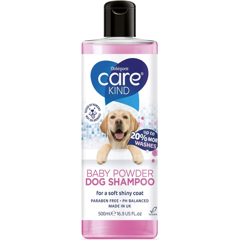 CAREKIND Baby Powder Dog Shampoo 500ml Professional Dog Grooming Shampoo for Smelly Dogs with Baby Fresh Scent, Best Puppy Shampoo with Conditioner, Vegan Pet Shampoo (1 x 500ml)
