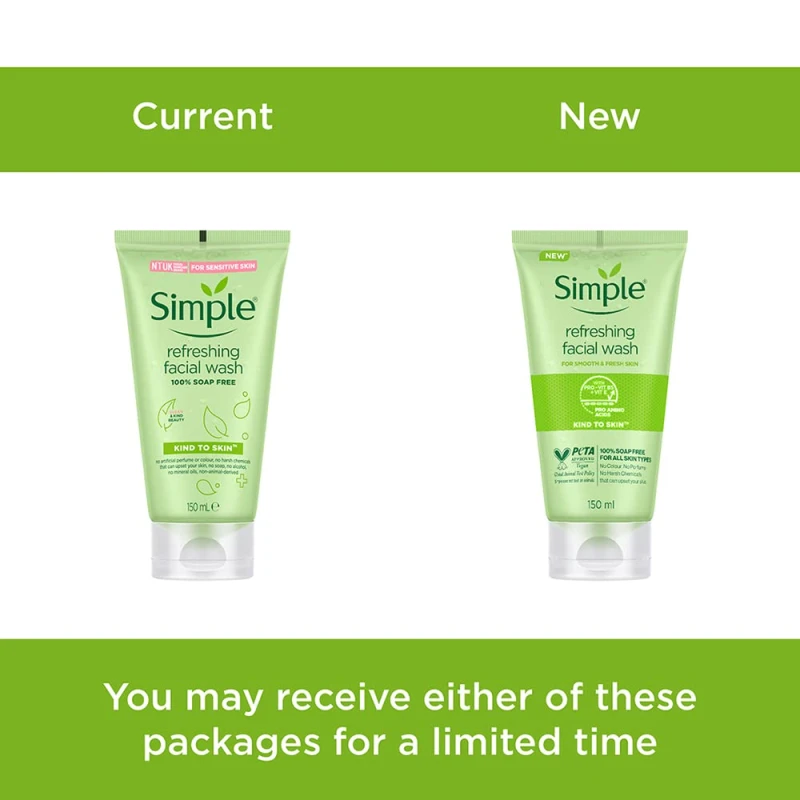Simple - Gel de spălare răcoritor pentru piele sensibilă fără săpun 150 ml