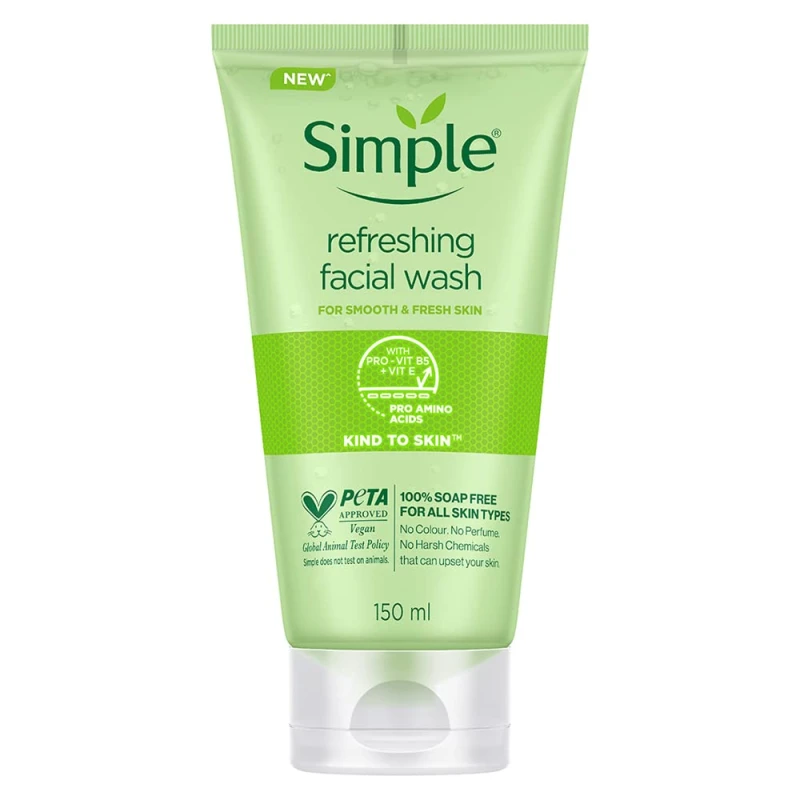 Simple - Gel de spălare răcoritor pentru piele sensibilă fără săpun 150 ml